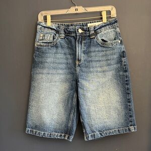 Bershka High Rise Denim Shorts Size 2 Blue Relaxed Fit